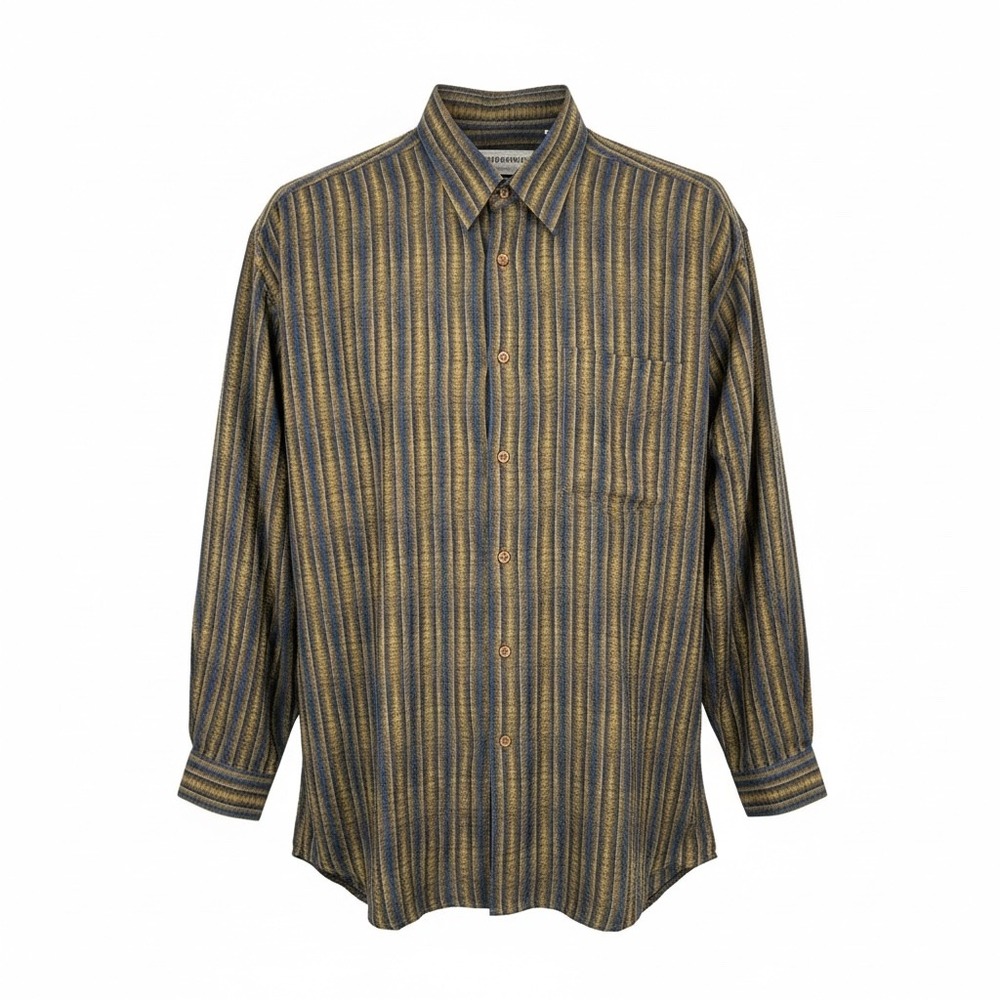 JHANE BARNES Menswear Striped Long Sleeve Button Up Shirt XL 100%‎ Cotton - CJ